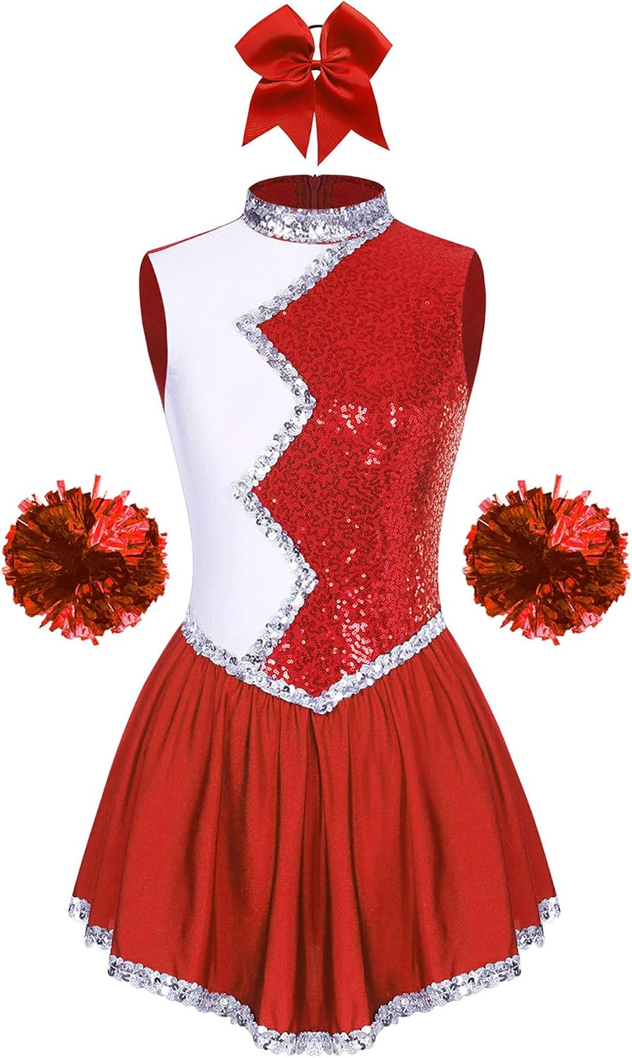 Cheerleading Outfits Adult Women Sequin Sleeveless Cheer Leader Costume Cheerleading Uniform Outfits