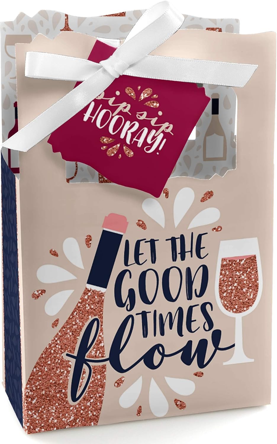 Big Dot of Happiness But First, Wine Tasting Party Favor Boxes - Set of 12