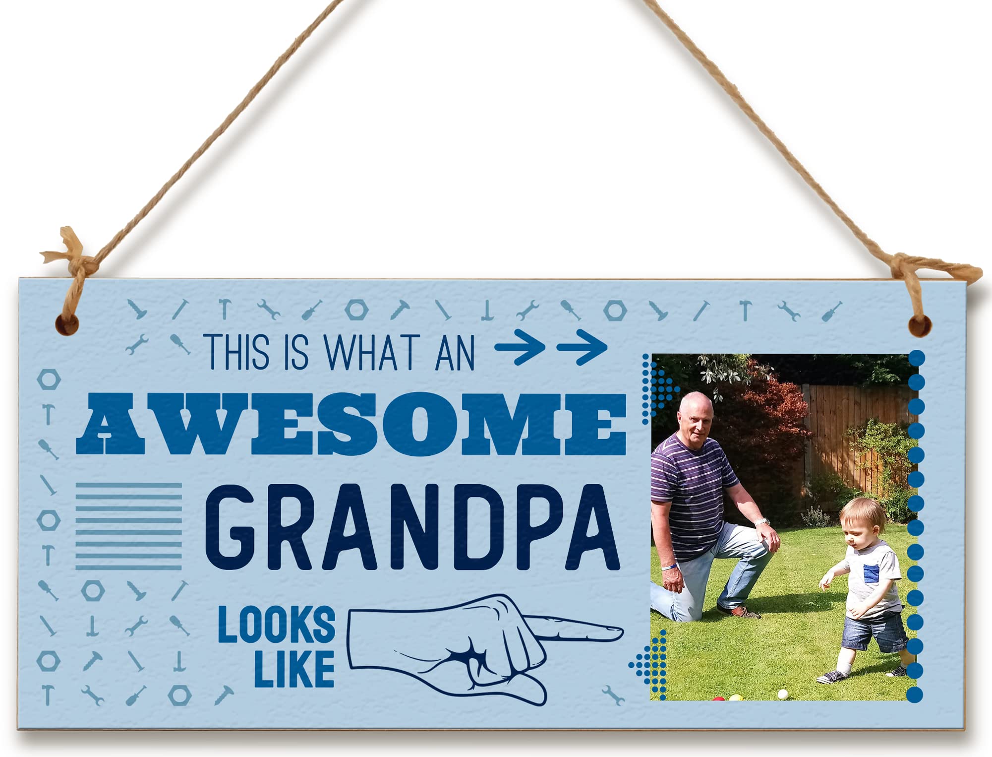 The Plum Penguin Multicolour Personalised Wooden Plaque With Photo This Is What An Awesome Grandpa Looks Like Gift Door Sign Hanging Home Décor