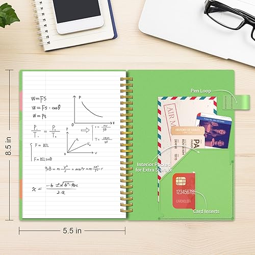 Miniatura 5 de ALLTREE - Cuaderno de 5 asignaturas con rayas universitarias, espiral de 5 materias con 4 divisores y pestañas de colores, 200 páginas, suministros