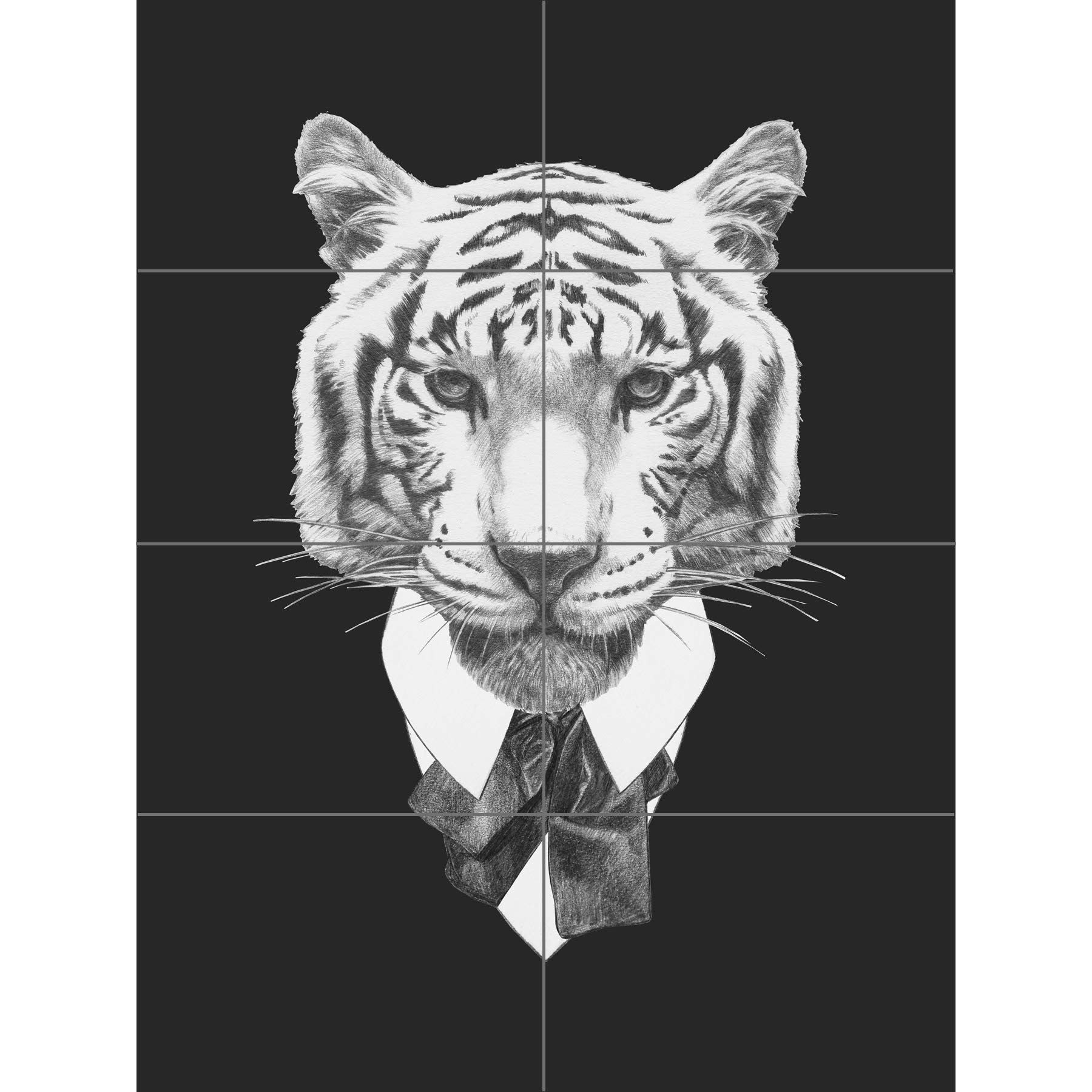 Artery8 Bow Tie Tiger Drawing XL Giant Panel Poster (8 Sections)