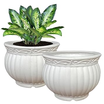 Heart Home Kanha Matki Flower Pot | Flower Planter Pots for Indoor | Flower Pots for Outdoor | Pot for Garden & Balcony Flowering | Flower Plants Pot | 6 Inch | Pack of 2 | White - image, photos