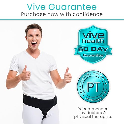Miniatura 9 de Vive Cinturón de hernia inguinal para hombres y mujeres, braguero de soporte de ingle izquierdo o derecho para compresión específica, alivio del