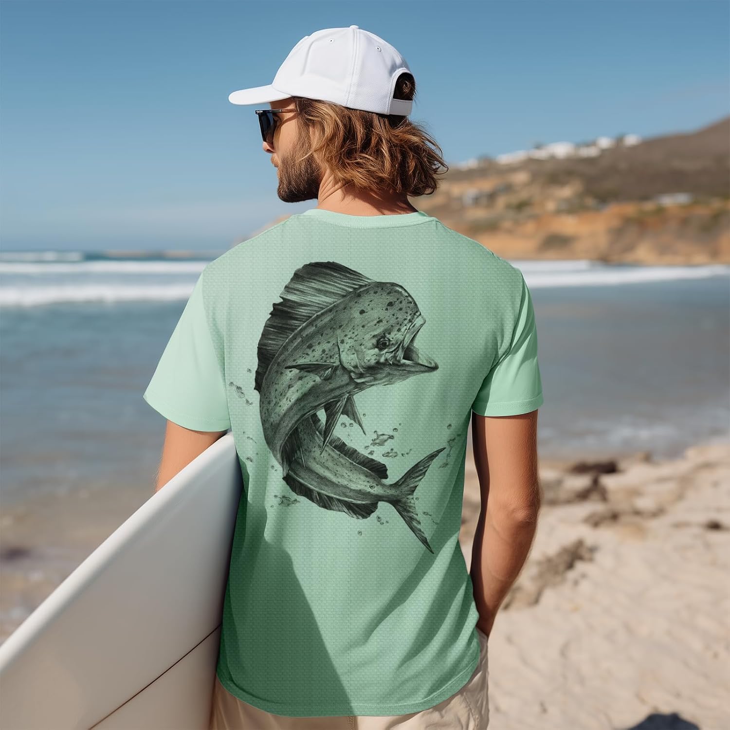 Palmyth Mens Fishing Shirts UPF 50+ Sun Protection Short Sleeve UV T-Shirts Breathable Quick-Dry - Image 3