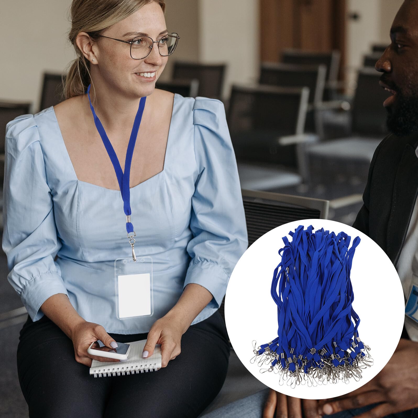 DOITOOL 100 Piezas Cordón para Etiqueta de Nombre Plano con Gancho Cordón para Tarjetero para Identificación para Uso Escolar Oficina y Eventos