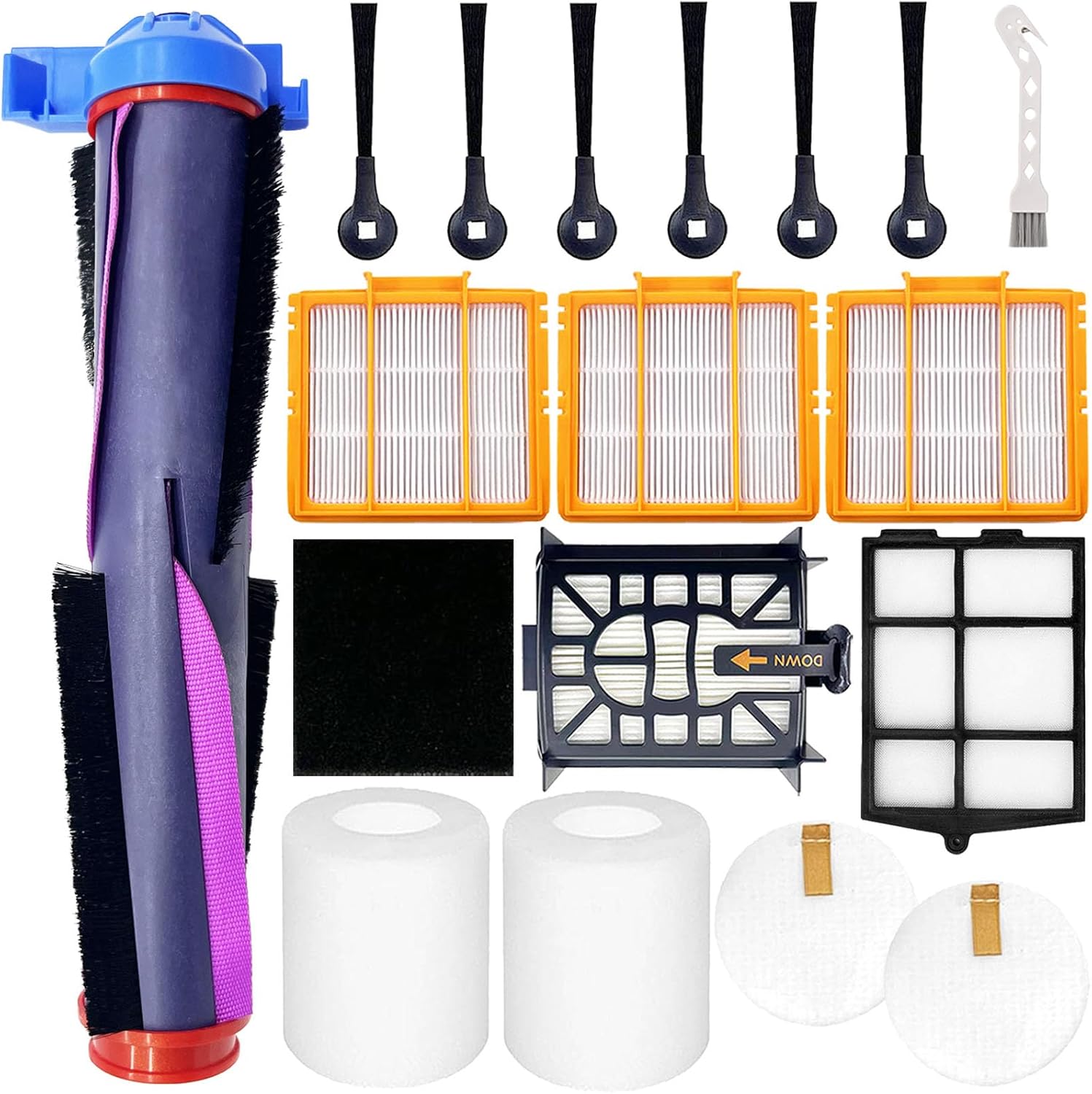 Replacement Parts for Shark Power Detect/Detect Pro RV2820AE AV2800ZE RV2820YE RV2820ZE AV2820S AV2820AE RV2800AE RV2800S Vacuum,Main Brush Filter Side Brush Pre Filter Pre-Motor Foam&Felt Filter