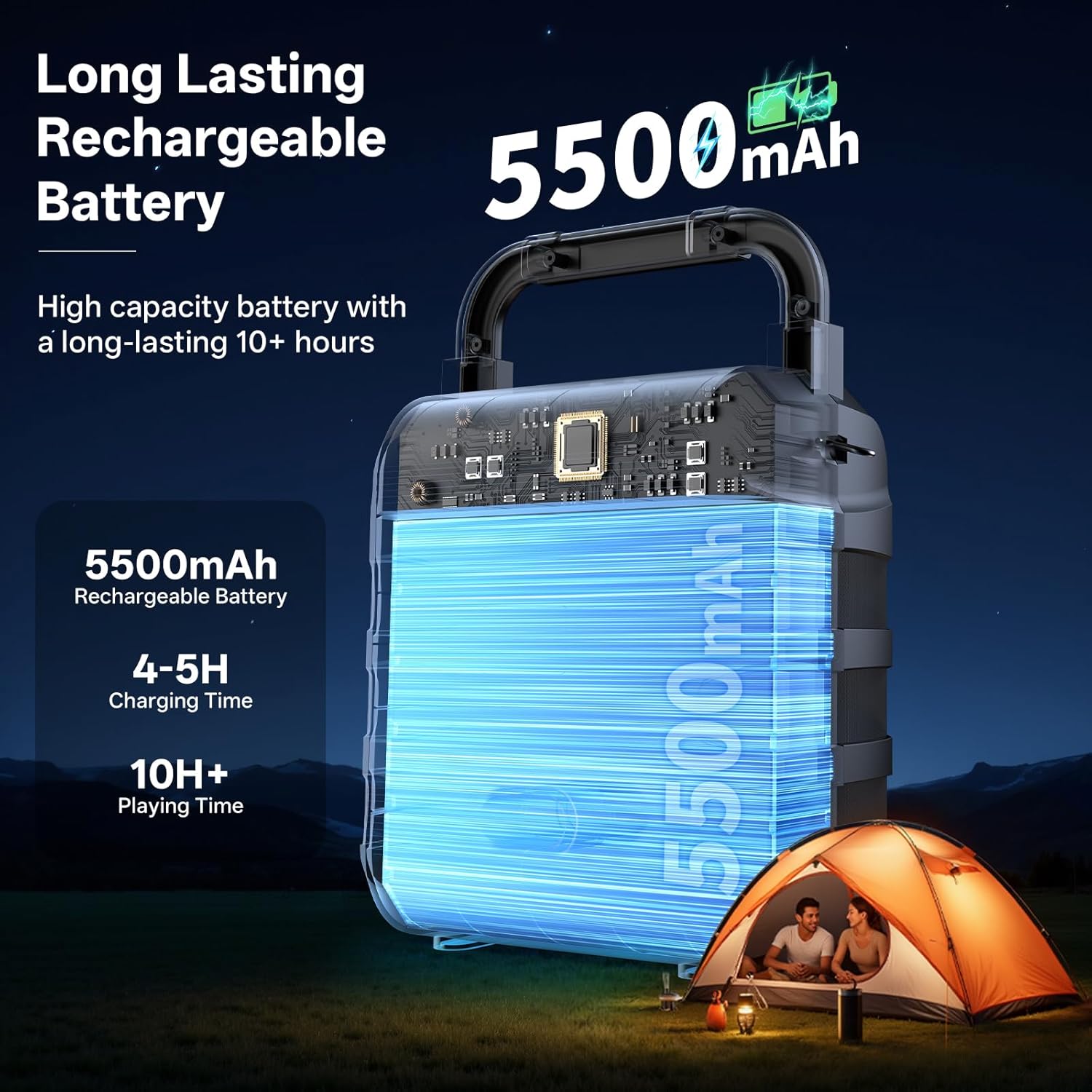 JYX Karaoke Machine with 2 Wireless Microphones, Portable Bluetooth 5.3 Karaoke Speaker with 6.5"Subwoofer for Adults, PA System Speaker with LED Lights Support REC/USB/AUX/TF for Outdoors Home Party - Image 4