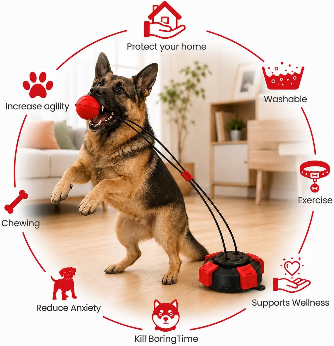 Interactive Suction Cup Tug of War Dog Pull Toys for Medium and Large Dogs, Chew & Puppy Teething Puzzle Toy Ball, Mental Enrichment Toy for Aggressive Chewers to Keeps Dogs Busy image 5