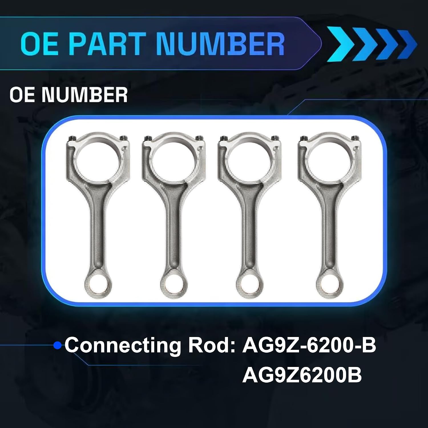 2.0 EcoBoost Engine Piston & Connecting Rod Kit Fit for Ford Focus Escape Explorer Fusion, Lincoln MKZ MKC MKT 2.0L 2013-2016 8th Digit VIN 9 OE DJ5Z-6108-A AG9Z-6200-B AG9Z-6148-D