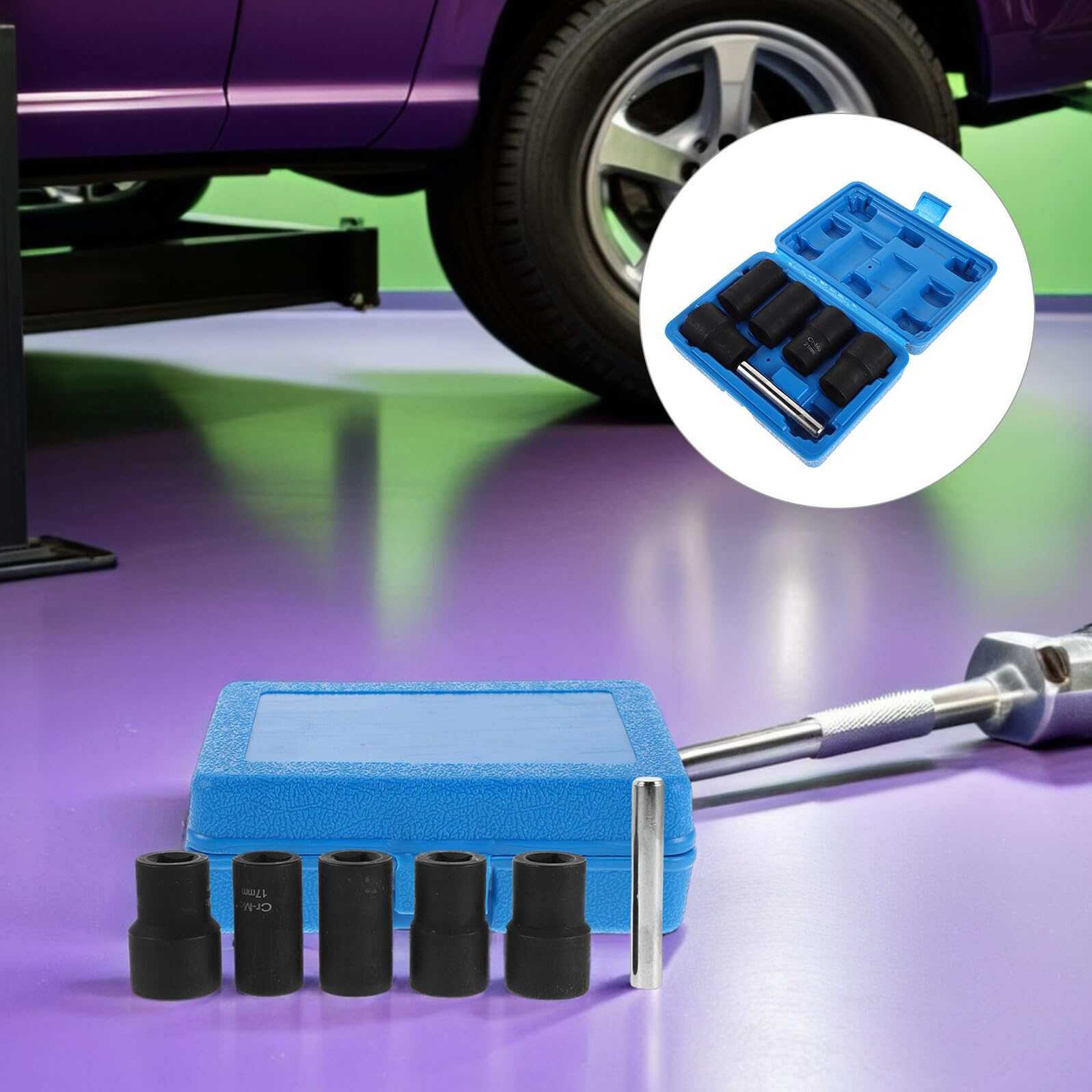 MAGICLULU Estrattore di Viti Spanate Estrattore di Maschi Rotti Attrezzi per Gommisti e Riparazione Auto di Bussole Impatto per Rimozione Dadi Ruota Bulloni Antifurto Viti Arrotondate