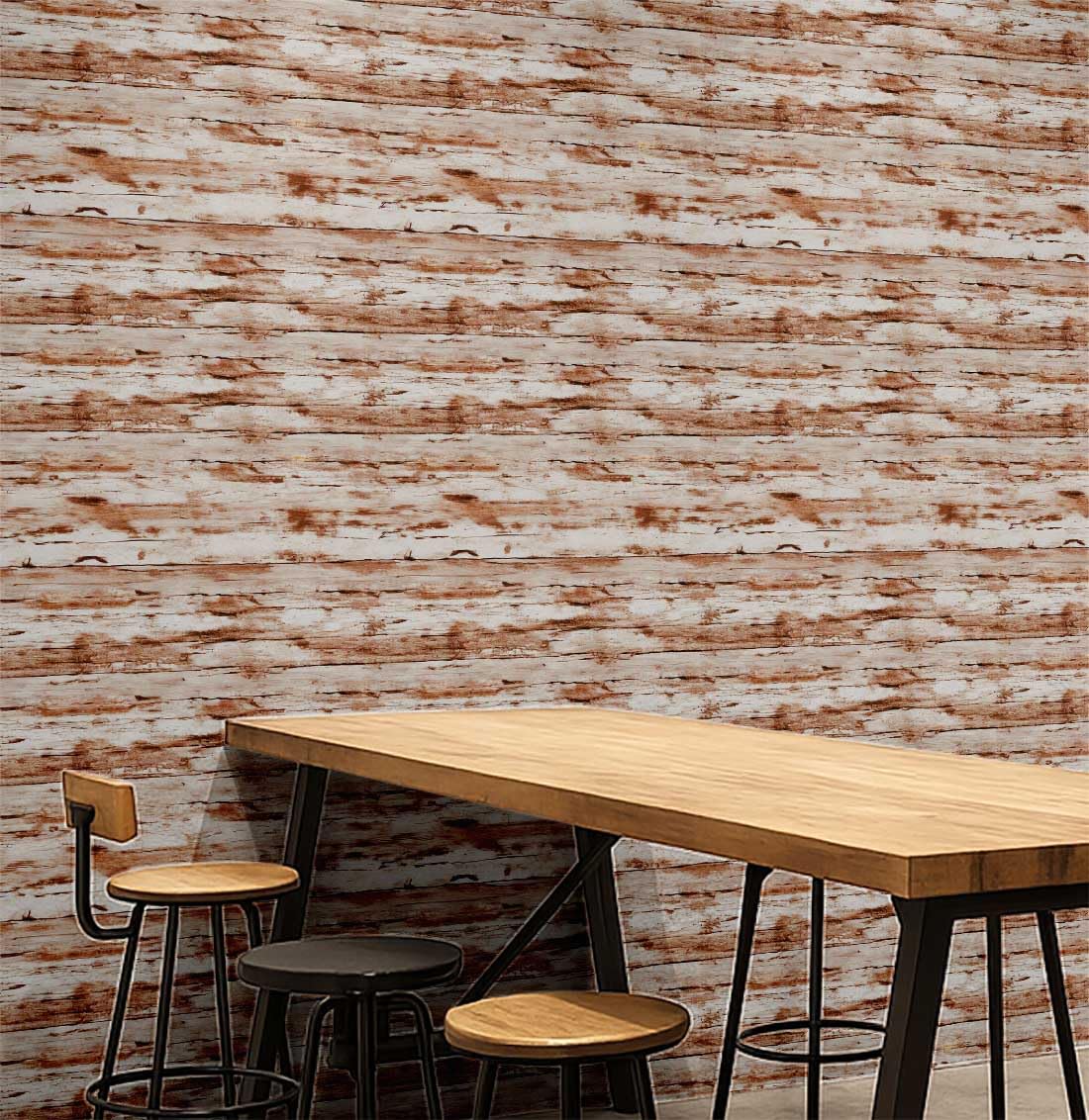 Papier peint bois rustique S4Sassy 25x120 marron