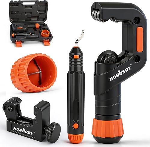 HORUSDY 4-Piece Ultimate Tube Cutter Set, Heavy Duty Pipe Cutter 1/4"-2", Mini Tubing Cutter 1/8"-7/8", Deburring Tool & Inner Outer Reamer for Copper, PVC, Aluminum Plumbing & HVAC Pipes