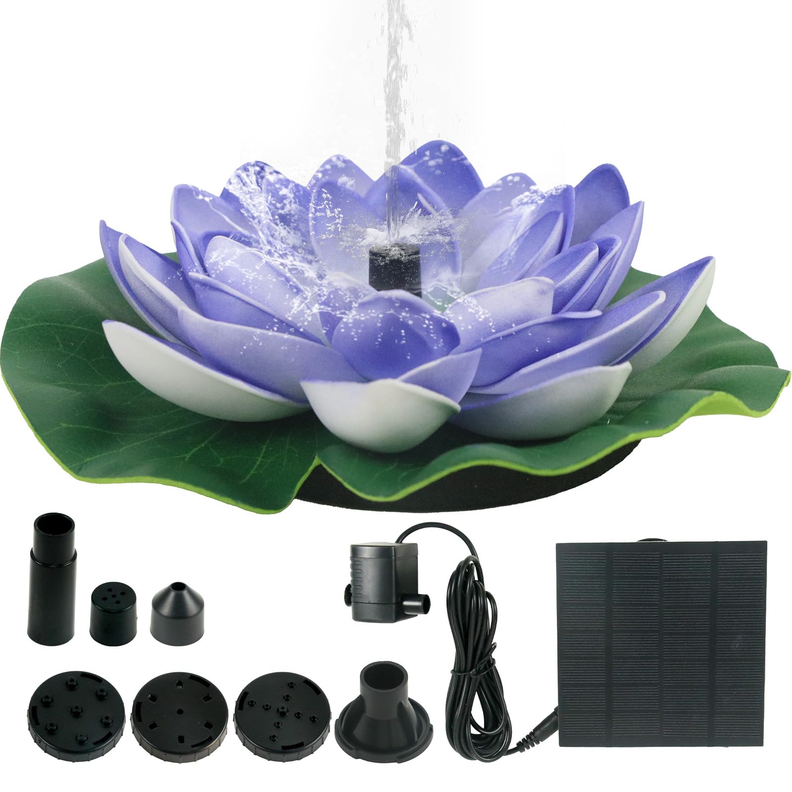 1.2W Solar Water Pump Fountain with 5 Nozzles Solar Fountain for Garden Pond Bird Bath Fish Tank Water Feature Pool Outdoor Décor(Blue) — image 1