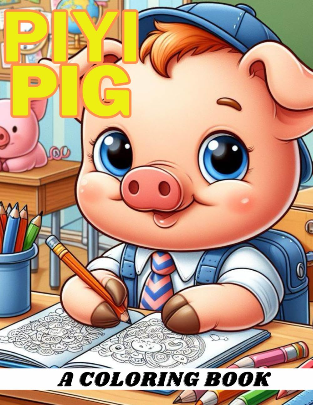 Piyi Pig a coloring book: 21 Cute ilustrations to color for children ages 4-8