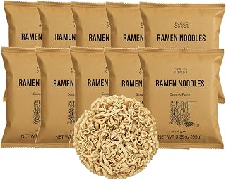 Public Goods Ramen Noodles | Brothless Vegan & Vegetarian Instant Ramen | Healthy, High Protein Asian Noodle | Preservative Free | No Added MSG | Sesame Paste (10 Pack)