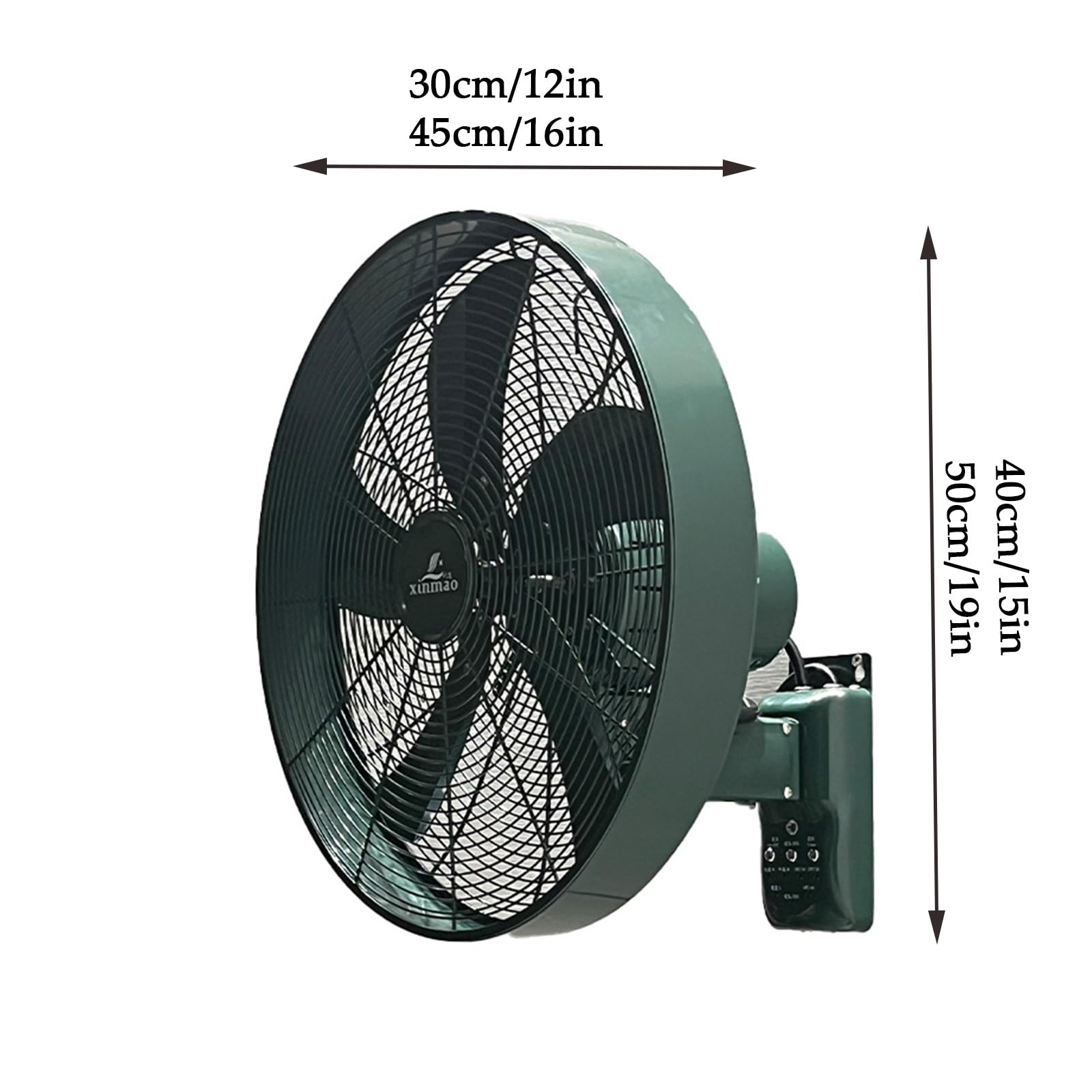 Ventilador De Pared Oscilante con Mando A Distancia Temporizador Y 3 Velocidades, Potente con 5 Aspas, Cabezal Ajustable E Inclinable, Instalación Sencilla(E 45CM/16IN)