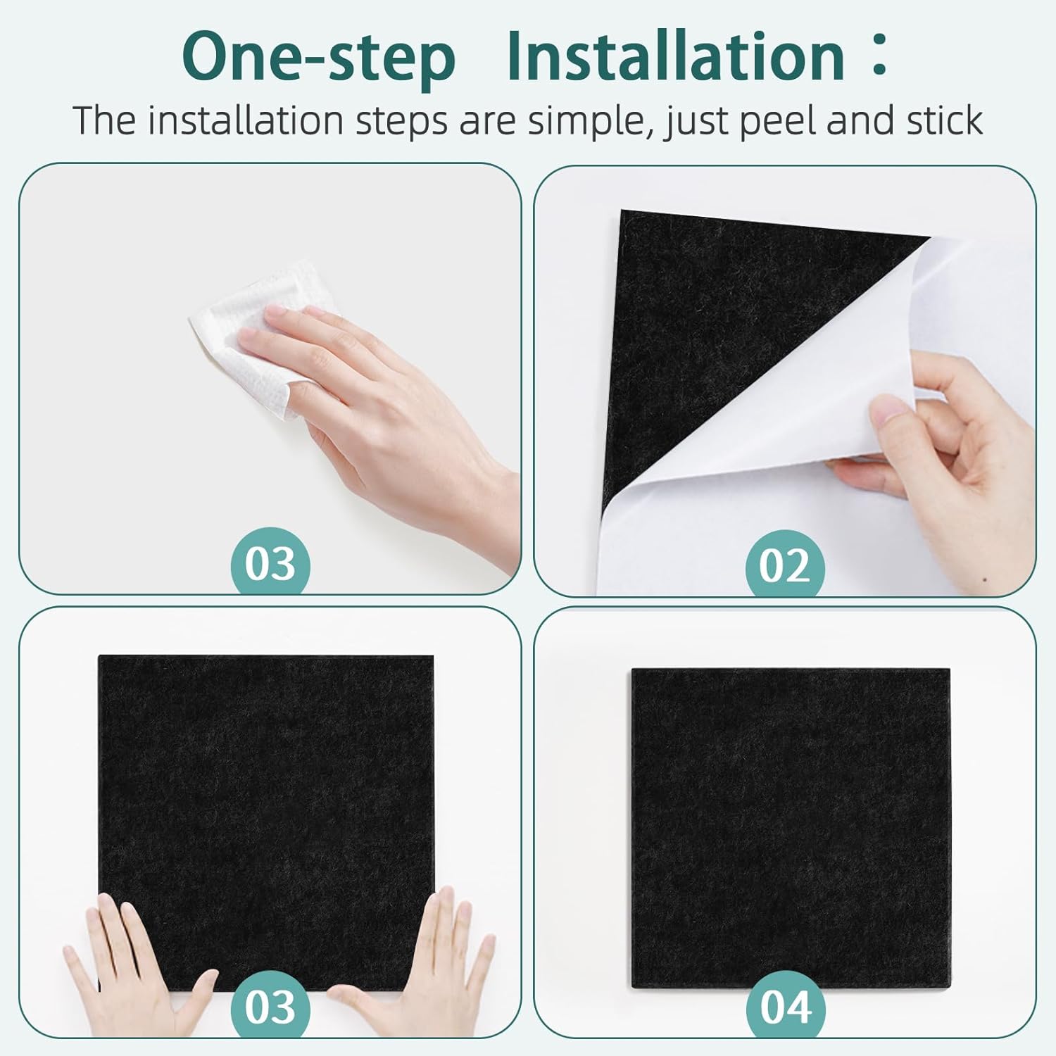 Felt Cork Board for Wall: Extra Large Bulletin Board for Office - 0.5 Inch Thick Corkboard Tiles 6 PCS Black Pin Board Squares Adhesive