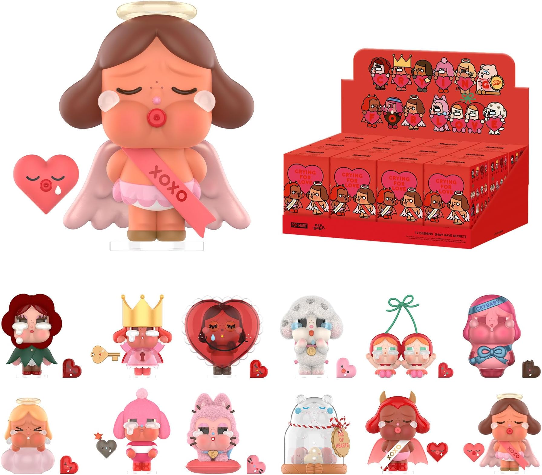 POP MART Crybaby Crying for Love Series Figures, 12PCs Blind Box Figures, Random Design Action Figures Collectible Toys Home Decorations, Whole Set