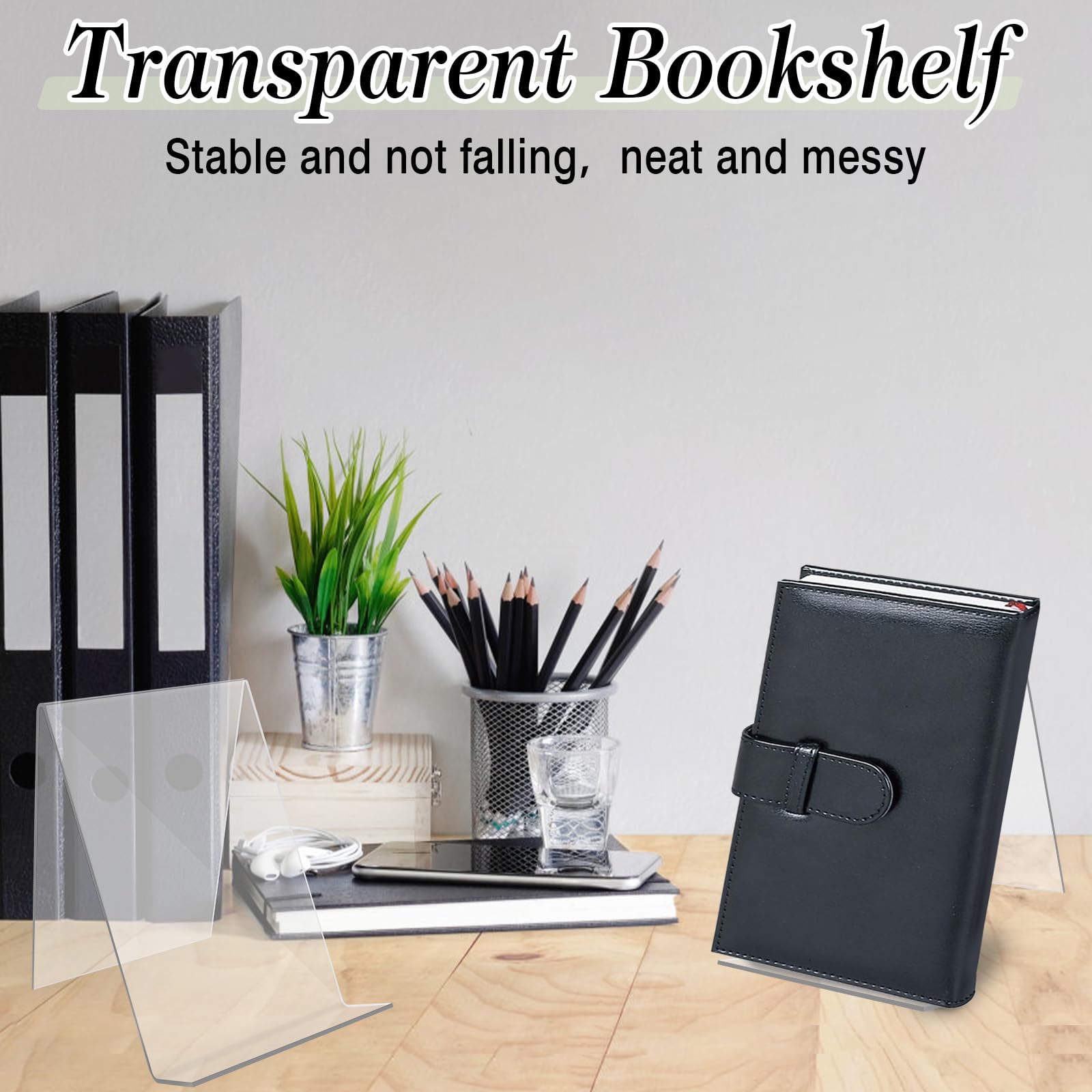 OctBird Porta Libri In Acrilico Trasparente – Set Da 6 Pezzi, Dimensioni 10x10x13 Cm, Spessore 3 Mm. Espositori Multiuso Per Libri, Foto, Riviste, Per Ufficio E Casa.
