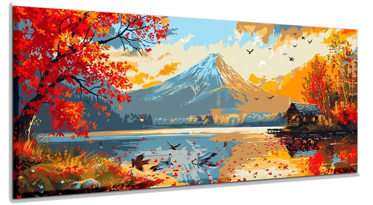 Malen Nach Zahlen Erwachsene Japanische Landschaft Malen Nach Zahlen Erwachsene Leinwand 60 x 150, Malen Nach Zahlen Paint By Numbers Adult Mit 3-Pinseln Und Acrylfarbe Malerei Kits, Ohne Rahmen yf843