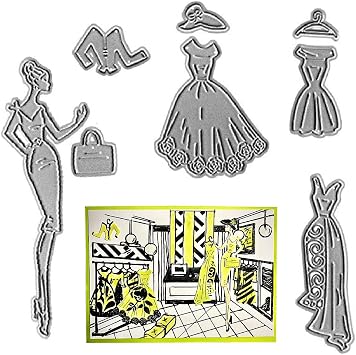 Metal Lady Dress Women Cutting Dies,Bag Formal Dresses Cap Die Cuts Embossing Stencils Template Mould for Card Scrapbooking and DIY Craft Album Paper Card Decor