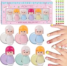Aokitec Kids Nail Polish Set, Water Based Nail Polish for Kids, Non-Toxic, 6 Colors Macaron, Quick Drying Nail Polish for Girls Age 3+,Perfect for Birthday Gifts, DIY Crafts