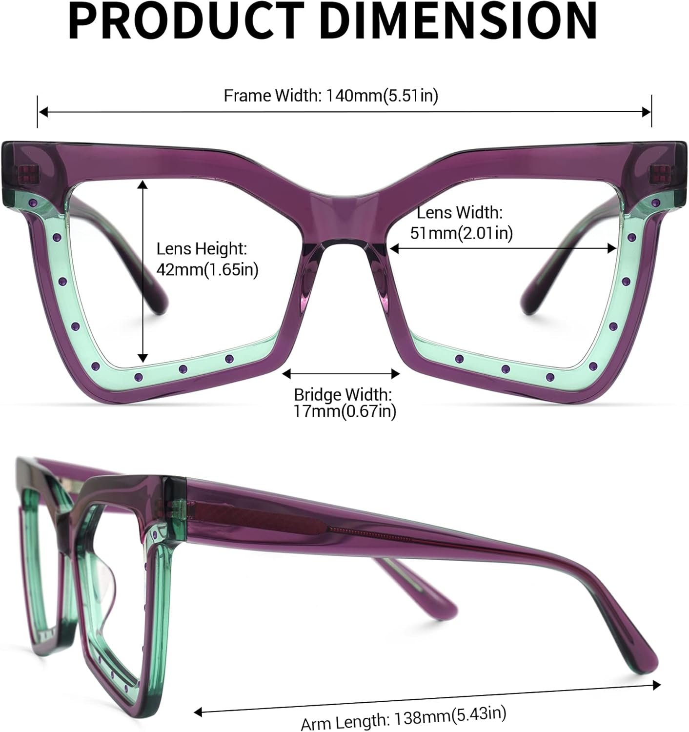 Zeelool Trendy Acetate Butterfly Eyeglasses Frame with Non-prescription Clear Lens for Women Tarzia ZJGA432433 - Image 4