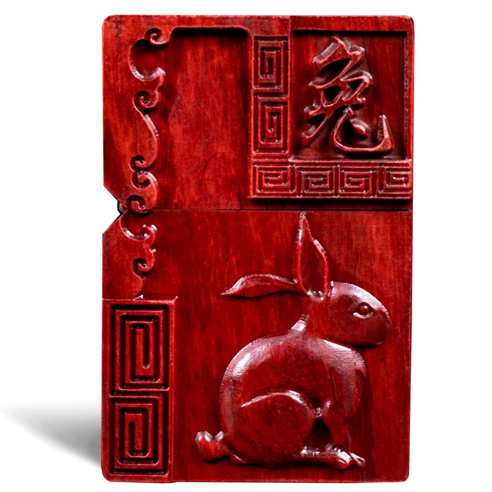 Zodiac Rabbit Meidai Natural Red Sandalwood Rosewood Carving Lighter，Replaceable For Zippo (Only Case), Compatible Insert Size 3.6Cm * 1.2Cm * 5Cm，Lighter Housing (Zodiac Rabbit)