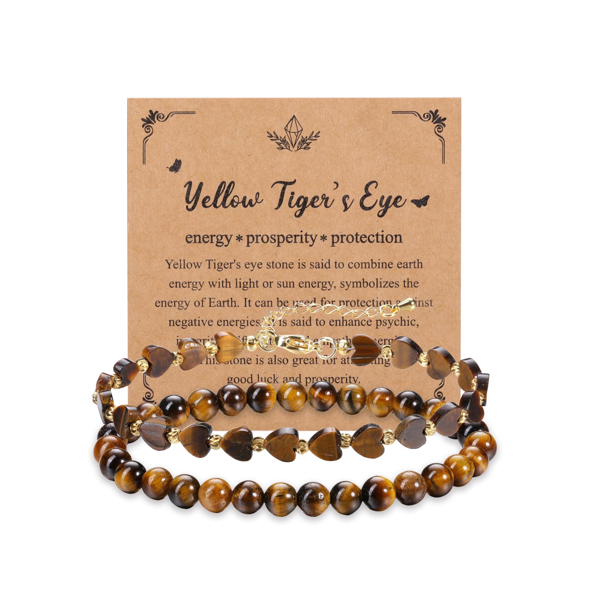 JSDDE Tigerauge Armband Damen Perlenarmband Herzform Naturstein Armband Glücksarmband Talisman spirituelle Geschenk für Damen Frauen