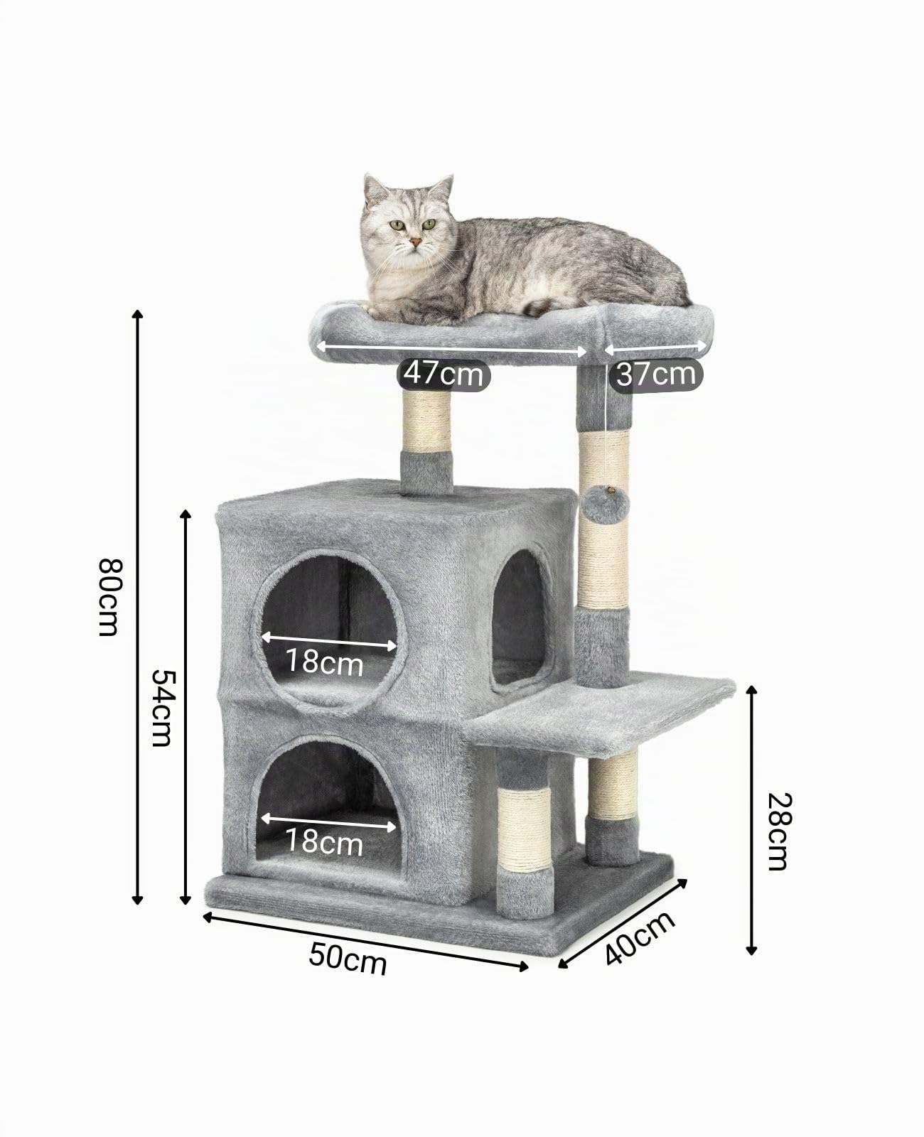 lionto Tiragraffi per Gatto Albero Tiragraffi Gatto Gioco Giocattolo Gatti Altezza 80 cm, Grigio Chiaro
