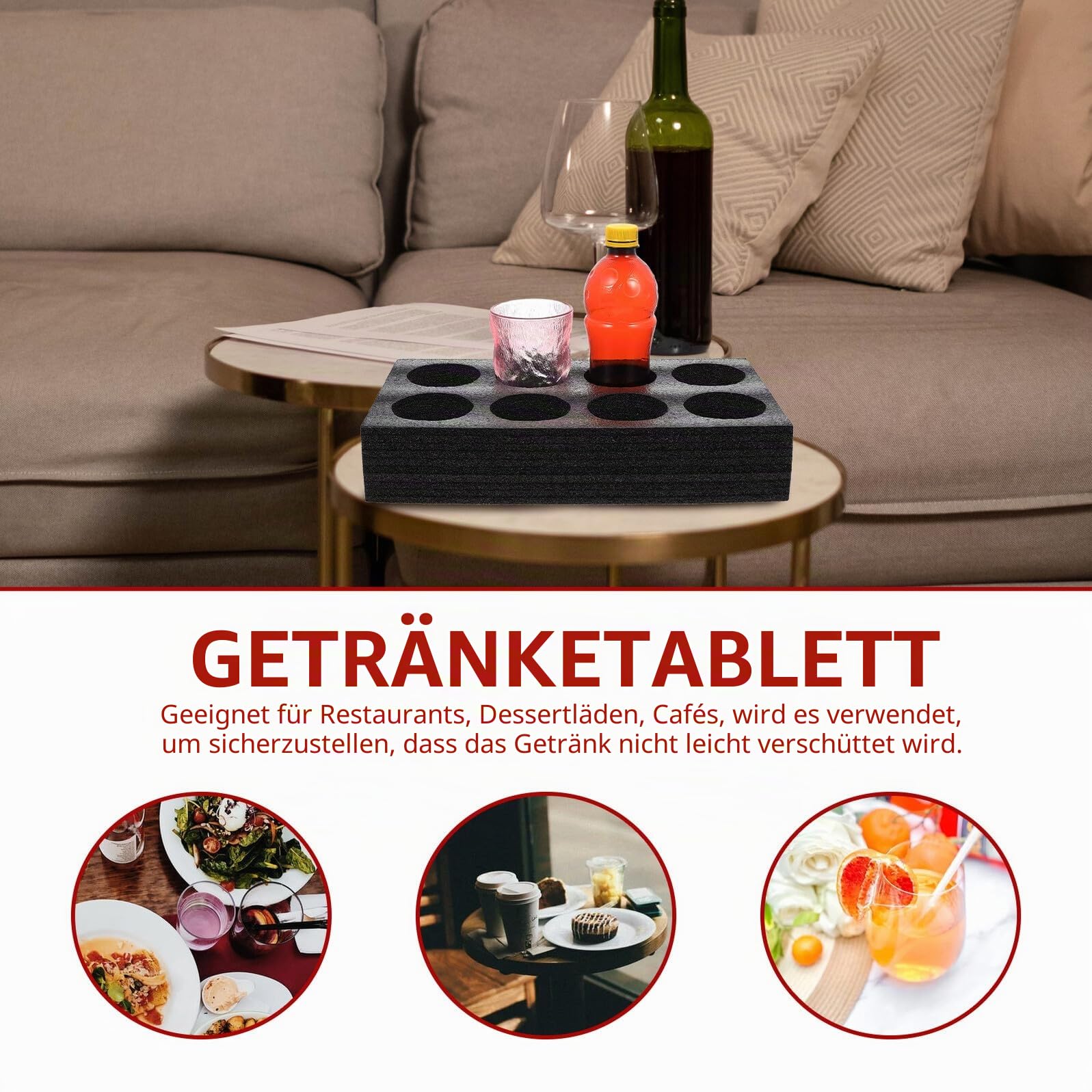Tragbares 2-Loch Becherhalter Tablett Für Kaffee Milch Tee Getränketräger Mit Auslaufschutz Zum Sicheren Transport 13.78X7.87X2.76In Für Gastronomie Und Takeaway