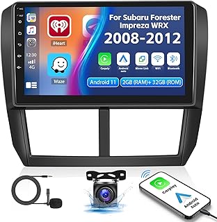 CAMECHO 2G+32G for Subaru Forester Impreza WRX 2008-2012 Radio Android 11 Car Stereo Wireless Apple Carplay Android Auto Mirror Link BT 9" Touchscreen GPS Navigation WiFi FM USB AHD Backup Camera Mic