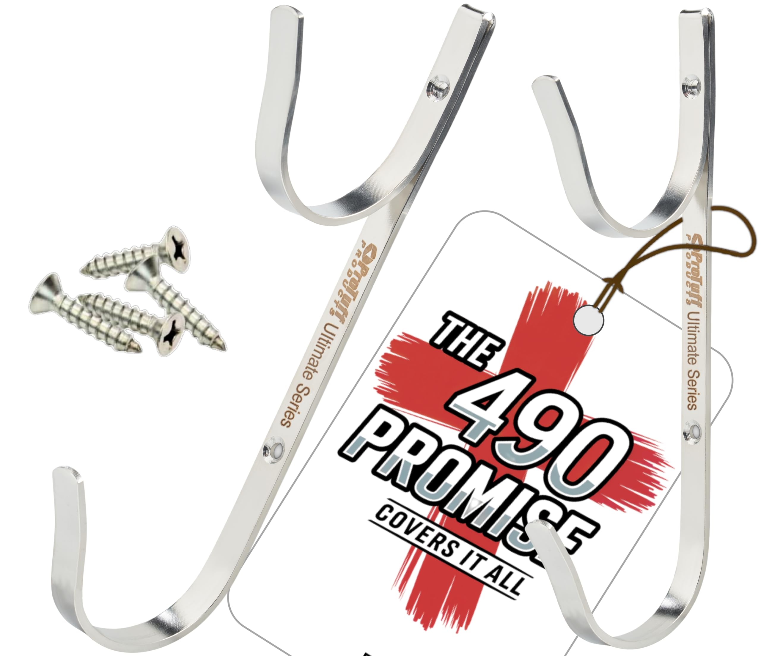 ProTuff Pool Pole Hanger Set – 2 Pack – Unconditional 490 2 Brackets, Silver