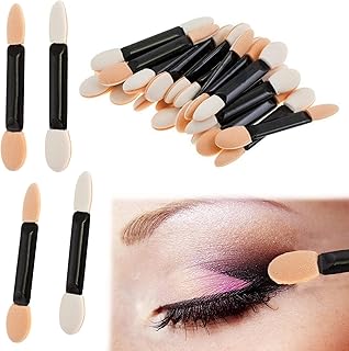 100Pcs Disposable Eyeshadow Applicators Sponge Double Sided Eye Shadow Applicator for Eye Shadow Application Eyebrow Drawing Face Glitter Application Lip Brush Makeup Application