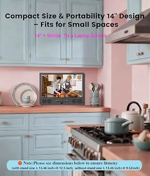 Feihe 14 Inch Small Smart TV, HD LED Flat Screen Smart TV with ATSC Tuner/HDMI/USB/AV for Kitchen, RV, Camper, Bedroom or Travel Use