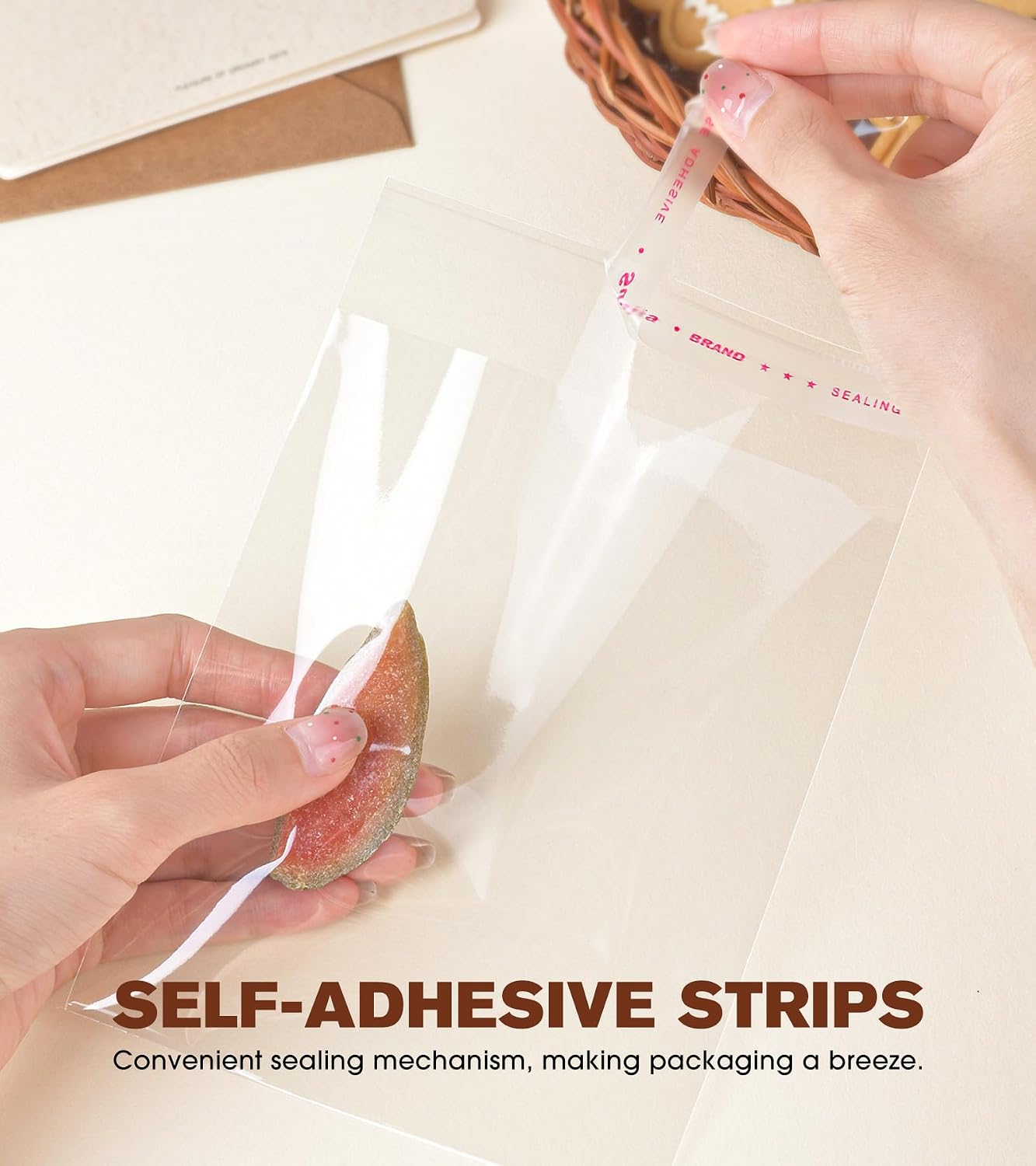 300 Pcs Clear Self Sealing Cellophane Bags, 5x6 Inches Cookie Bags Resealable Cellophane Bag for Packaging Cookies, Candy, Gifts, Favors and Products, 3 Mils Individual Self Adhesive Wrappers image 4