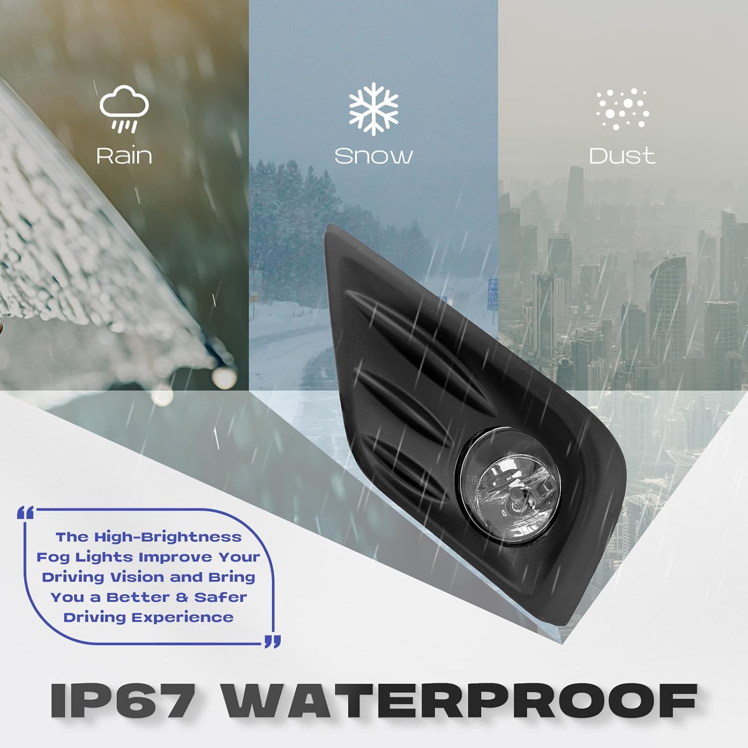 Altima Fog Light 2016 2017-2018 - RP Remarkable Power, for 2016-2018 4Door Sedan Clear Driving Bumper Lamps w/wiring harness and switch kit, H11 12V 55W Halogen Bulbs FL7167 - Image 4