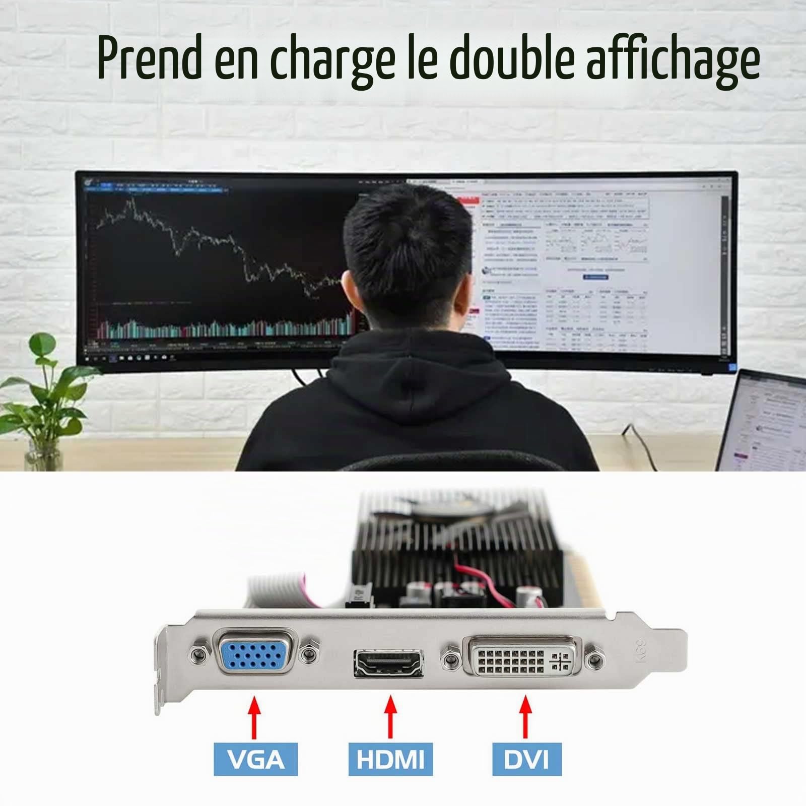 GT 730 Carte Graphique, 4 Go DDR3 128-bit, HDMI VGA DVI, Low Profile Carte Vidéo, Low Power, PCI Express x16