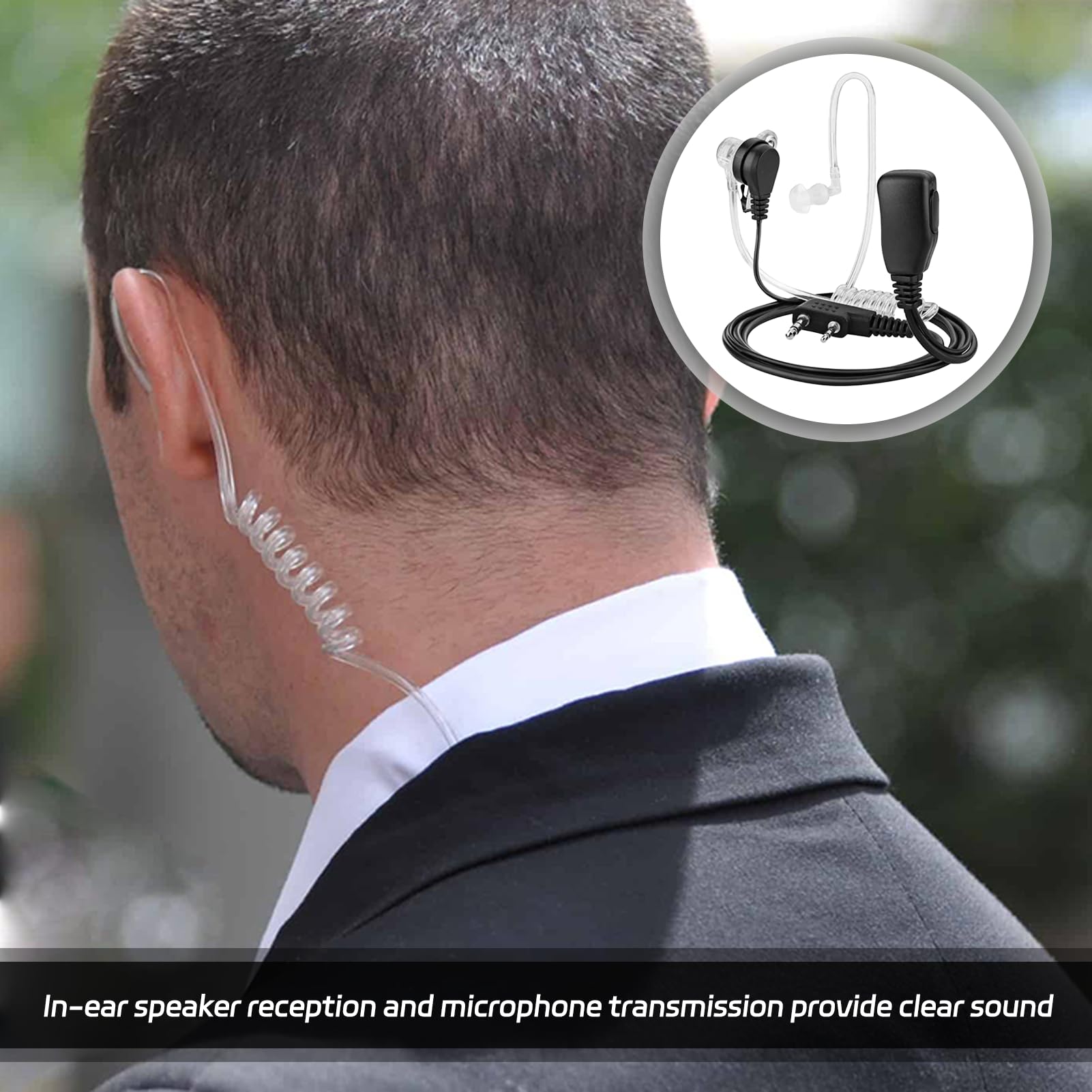 2 PCS Oreillette Talkie Walkie 2 Broches Casque Écouteur(150CM),Oreillette Talkie Walkie Radio,Compatible avec La Radio Bidirectionnelle Kenwood BAOFENG UV5R 888S RT24 RT27 HESENATE HT999.