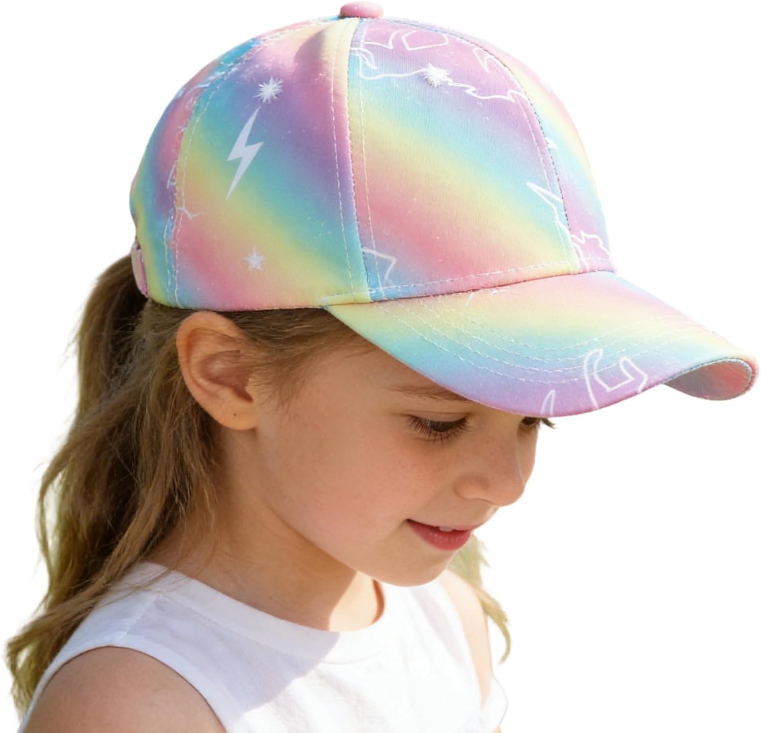 Kids Girls Baseball-Trucker-Hat Cap for Age 3-6, Pink Unicorn Adjustable Sun Protection Sport Hats for Outdoor