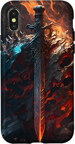 Miniatura 7 de iPhone 11 Pro Max Espada llameante y escudo el símbolo de la funda guerrera