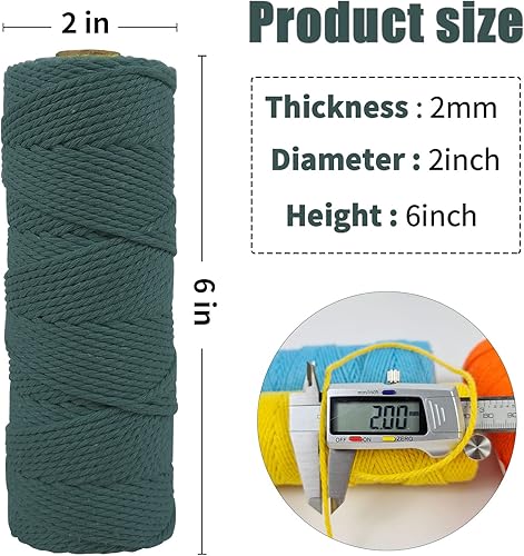 Miniatura 2 de JeogYong Paquete de 4 cuerdas de macramé de 0.079 in x 109 yardas, 3 hebras de colores 100 % algodón natural, suministros perfectos de macramé para