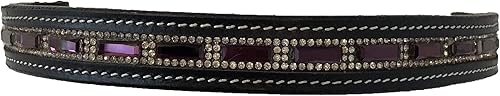 Equitem Pony - Correa de piel con cristales transparentes y morados