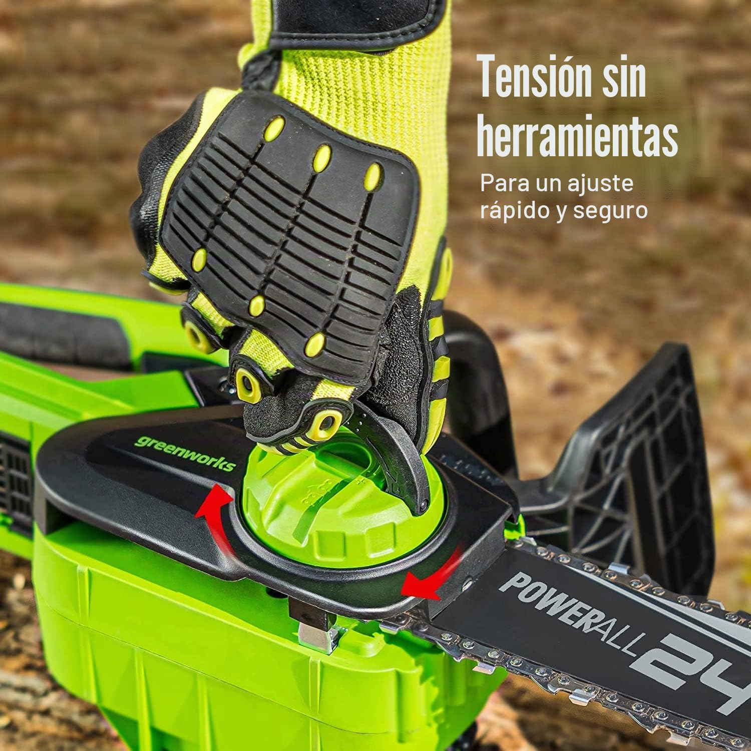 Greenworks 24V 10in Motosierra Eléctrico sin Cable con Batería de 2Ah y Cargador, Velocidad de Cadena 4,3 m/s, Auto-Aceitero, Motosierra de Batería con Protección Contra la Retracción