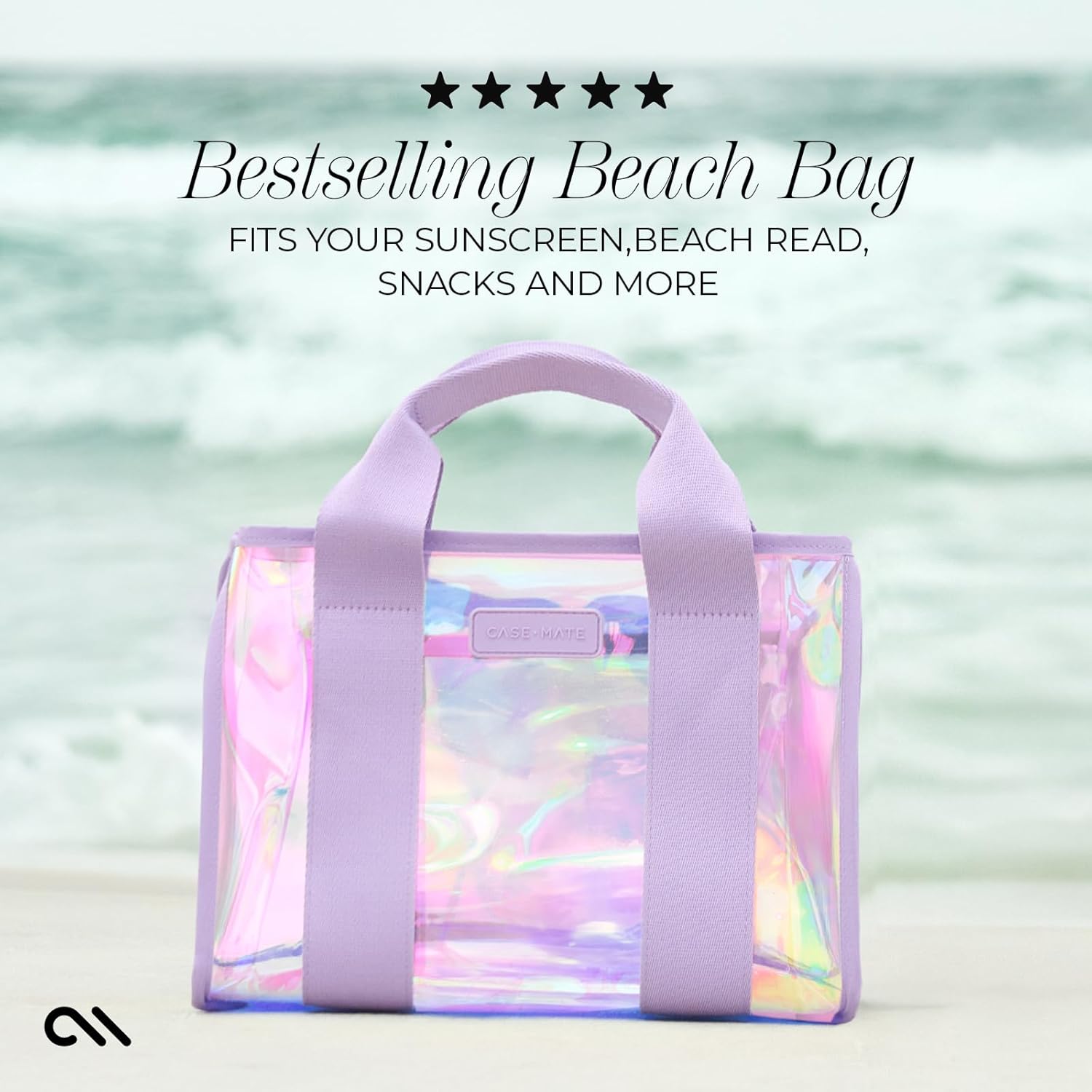 Case-Mate Soap Bubble Small Beach Tote - Iridescent Beach Bag with Crossbody Strap for Women - Waterproof, Tip-Proof, Foldable & Washable - Tote Bag for Pool, Travel and Vacation - Image 10