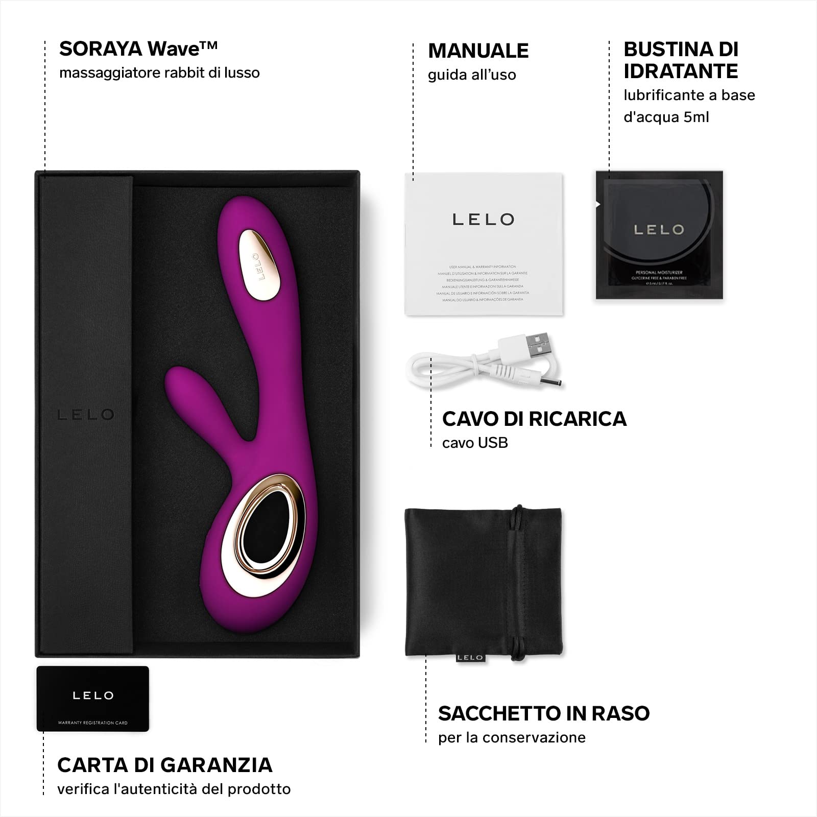 LELO SORAYA Wave Vibratore Rabbit Lussuoso con Tecnologia Wavemotion, Sex Toy per Stimolazione Interna ed Esterna, Vibratori Clidoride Donna, Vibratoreper Donna, Deep Rose