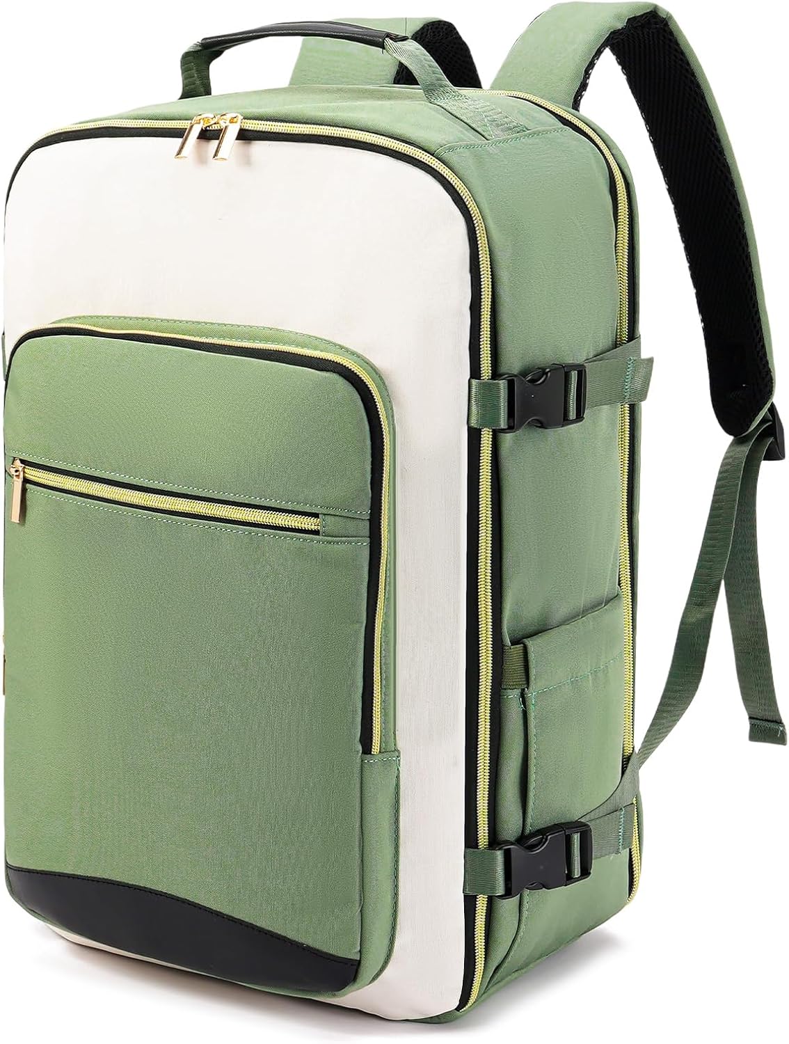 GAEKEAO Travel Backpack for Women & Men Carry on Backpack fits 17" Laptop Flight Approved Personal Item Travel Bag with 3 Packing Cubes，Business Causal Weekender Green