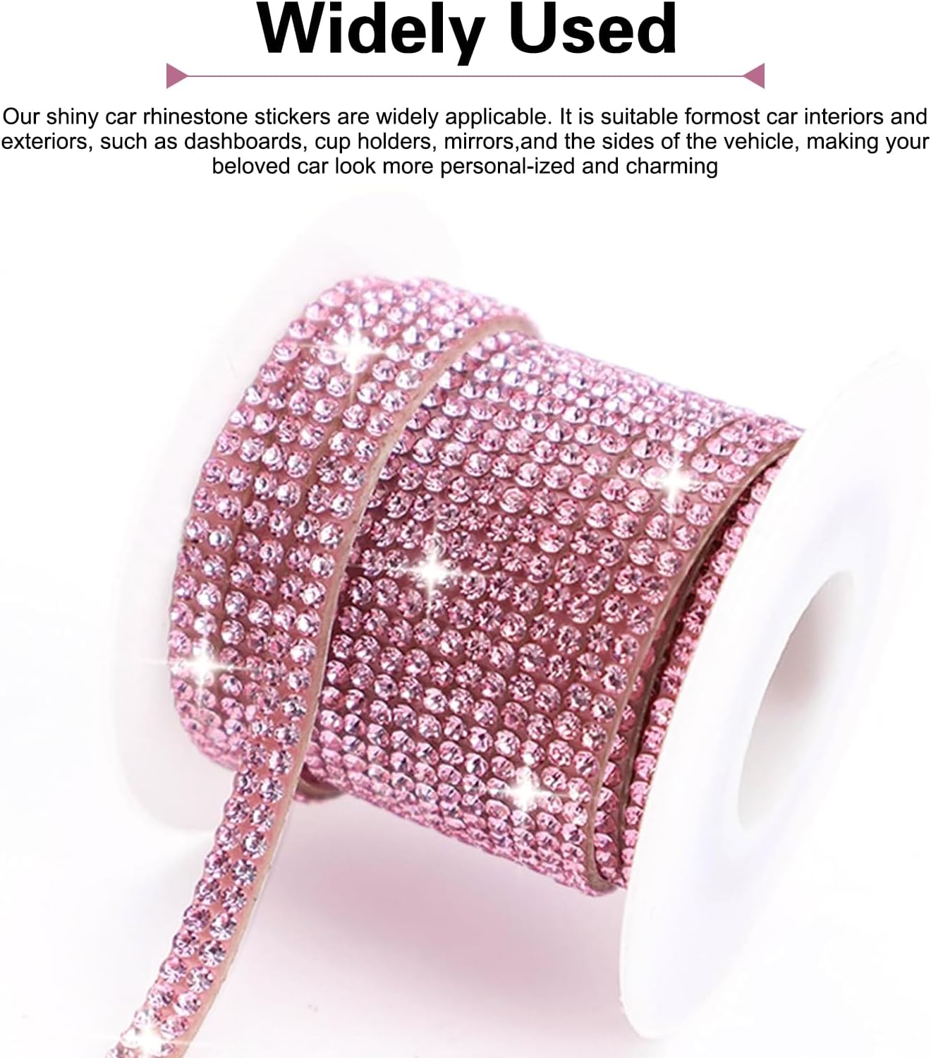 Bling Car Trim Self Adhesive Strip, 14.9Ft Sparkling Crystal Rhinestone Auto Dashboard Line Molding Stickers, DIY Diamond Glitter Car Trims Strips, Vehicle Interior Decor for Women Girl(Pink) image 4