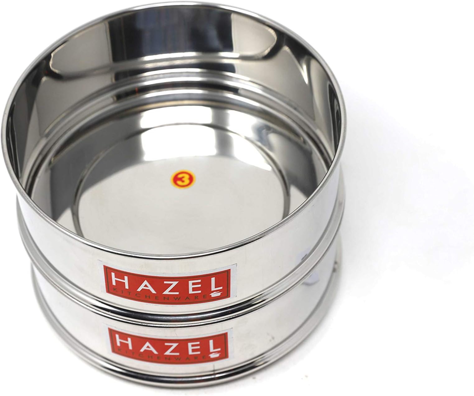 HAZEL Cooker Container | Cooker Vessel Set for 1150 ML I Set of 2 with Glossy Finish Stainless Steel Utensil Set | Rice Cooker Dabbas, Stackable Cooker Separators, Silver