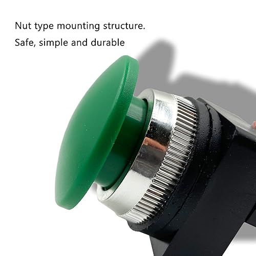 Miniatura 3 de AC 250V 6A 1NO 1NC DPST Interruptor de botón de cabeza de hongo momentánea (verde 1 unidad, rojo, 1 unidad)